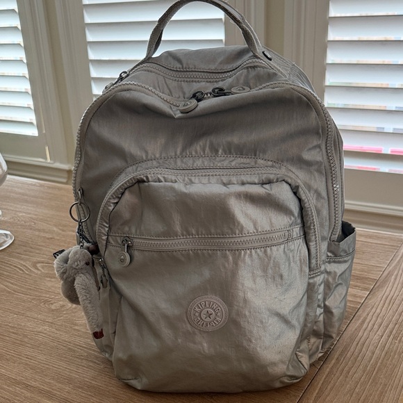 Kipling Metallic Silver Backpack - Picture 1 of 16